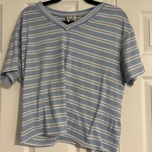 Blue Rain Striped Blue and White Top